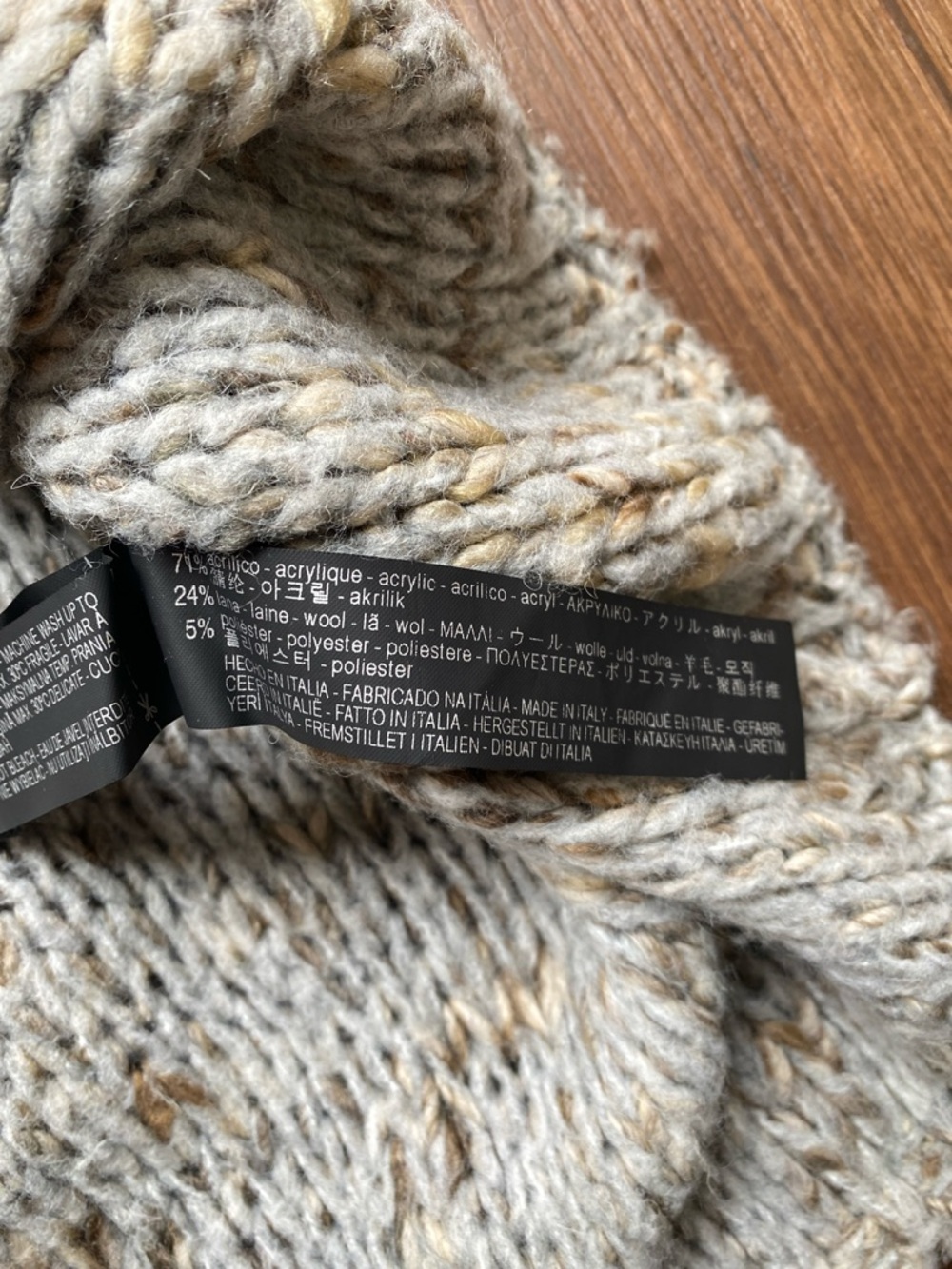 ZARA Knit Italian Yarn Chunky Textured Sweater Size S Cream Taupe Grey - Picture 3 of 6
